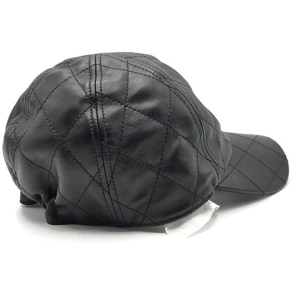 Chanel CC Logo Quilted Lambskin Leather Baseball Cap Hat Black Medium 15B Rare main image 16